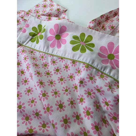 Vintage Lady Pepperell Pink Green Daisy TWIN Flat Sheet + Pillow Case (1) - Picture 2 of 7